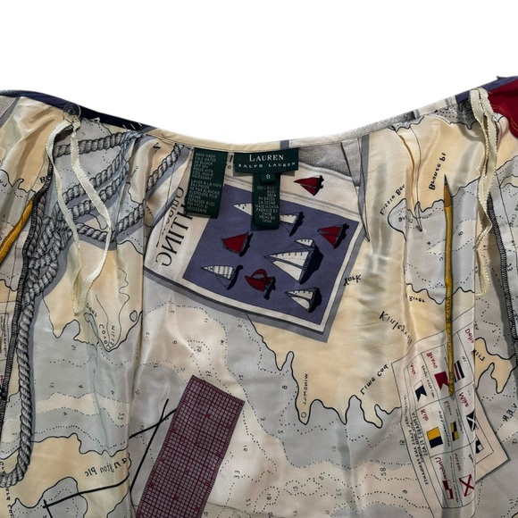 Vintage Ralph Lauren Silk Nautical Scarf Print Wrap Skirt Yacht 90s 8 EUC - Picture 5 of 12